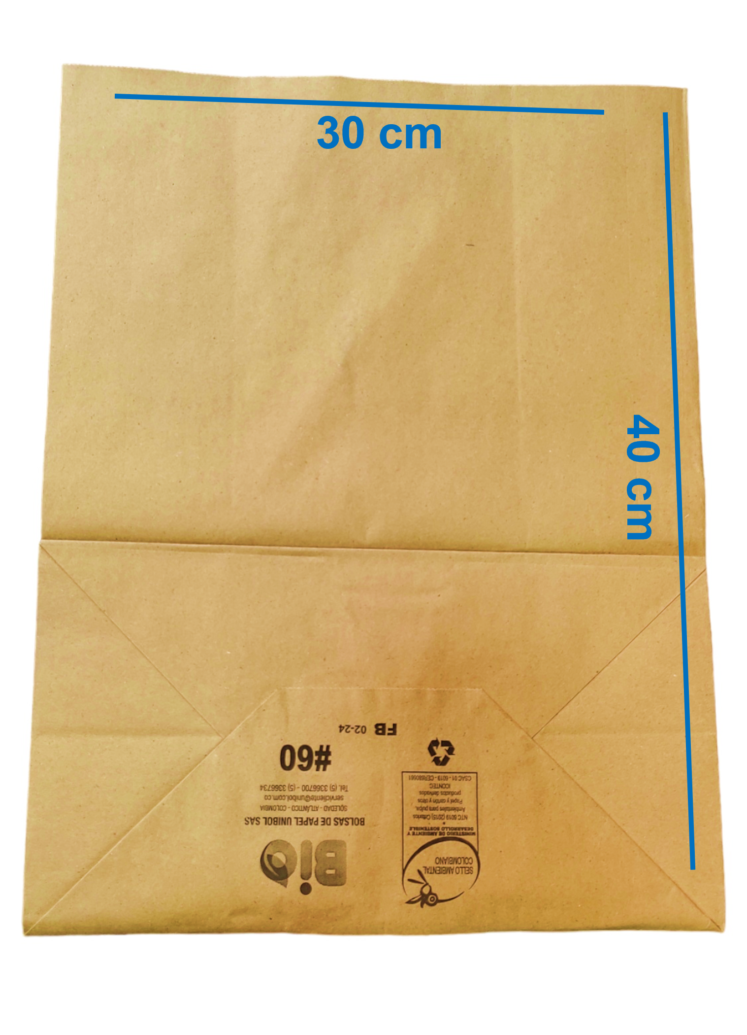 Bolsas De Papel Para Domicilio #60 x 50 Unidades