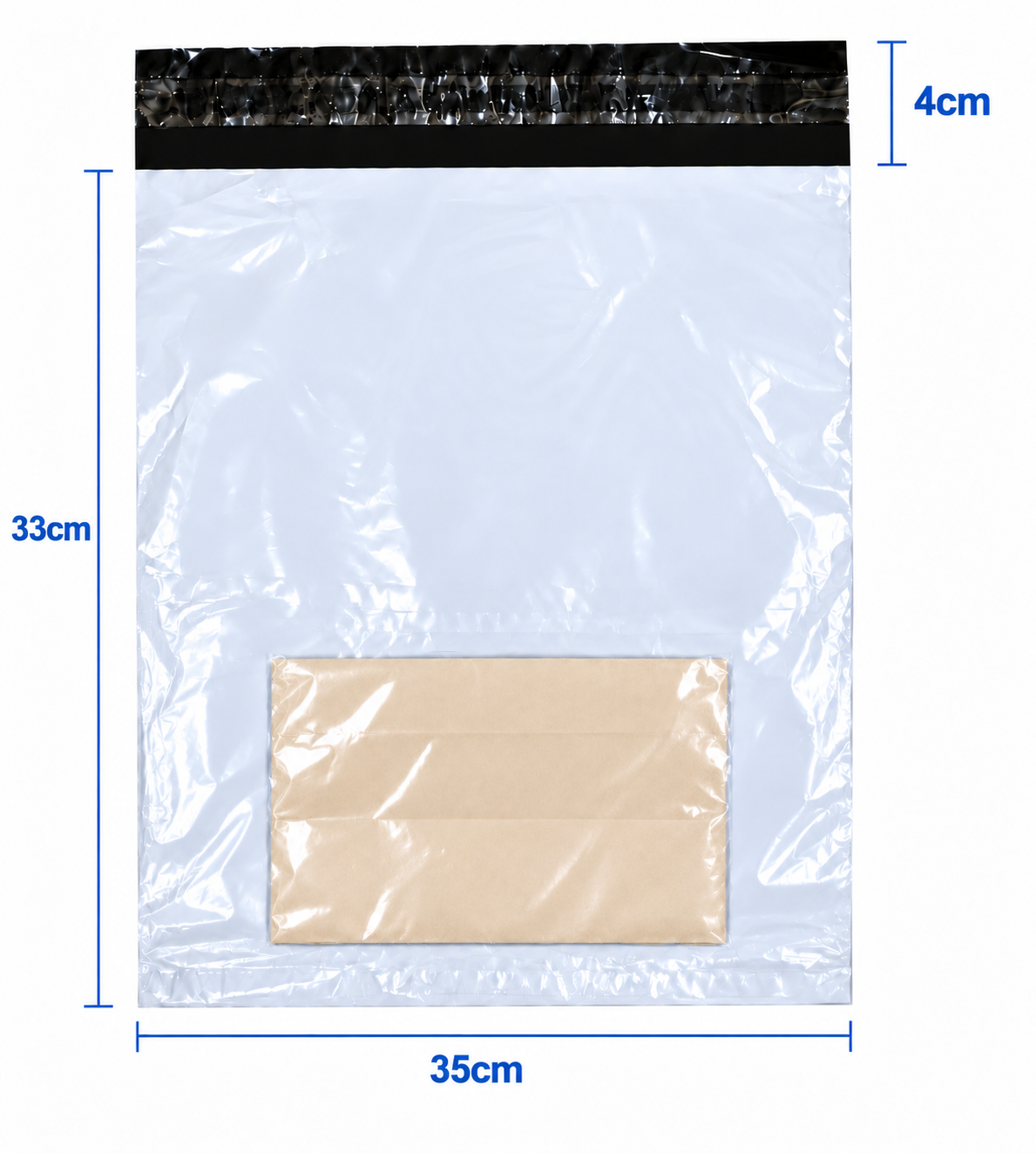 Bolsa de Seguridad para Mensajería Biodegradable con Portaguía 33x35 cm | 100 Unidades