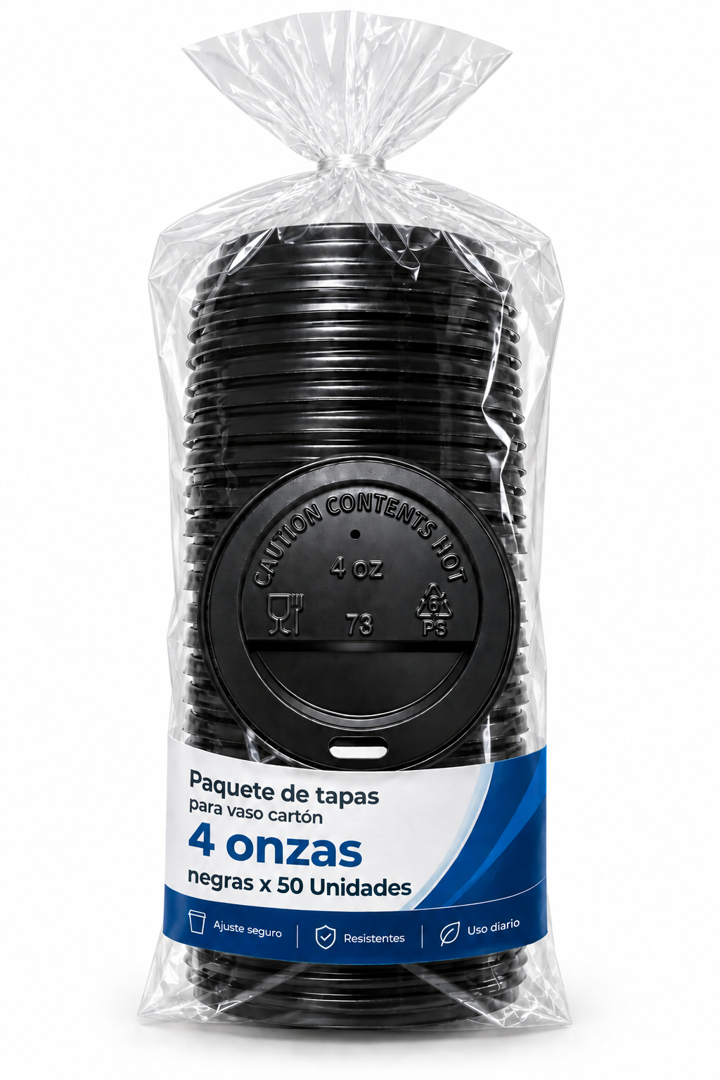 Tapas plásticas negras para vasos de cartón y bebidas para llevar de 4 onzas