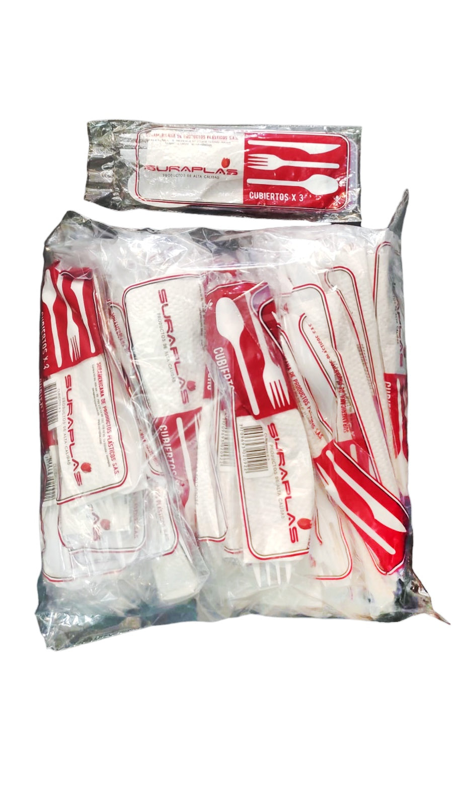 Cubiertos Plásticos Combo X3 Con Servilleta X 50 Unds