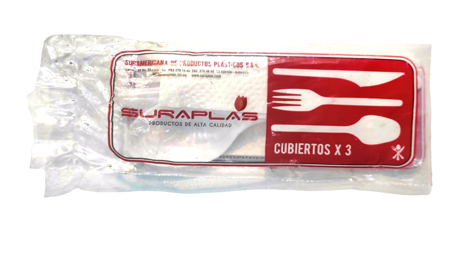 Cubiertos Plásticos Combo X3 Con Servilleta X 50 Unds