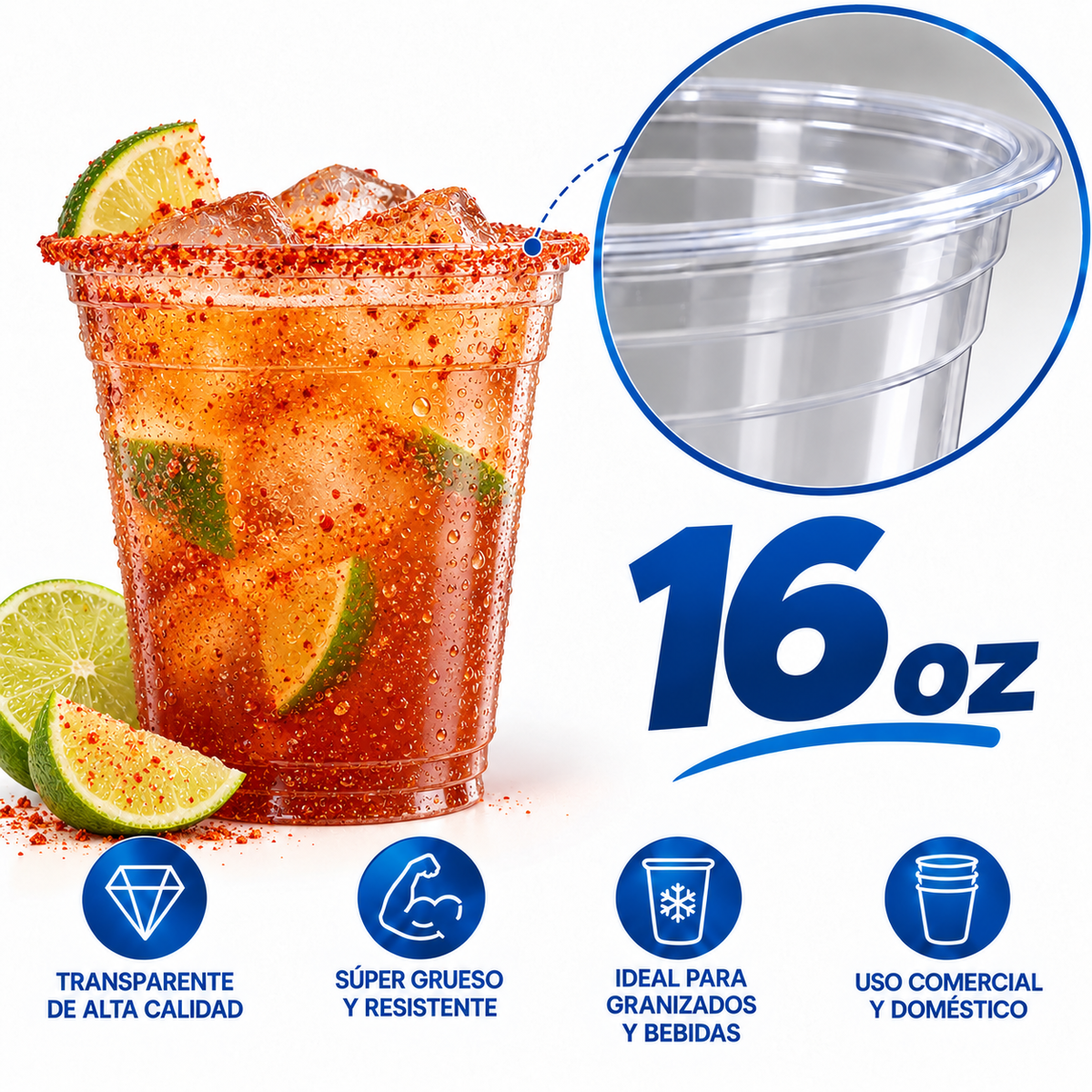 Vasos PET Transparentes Premium 9, 12, 14 y 16 oz | Para Jugos, Frappés y Bebidas Frías