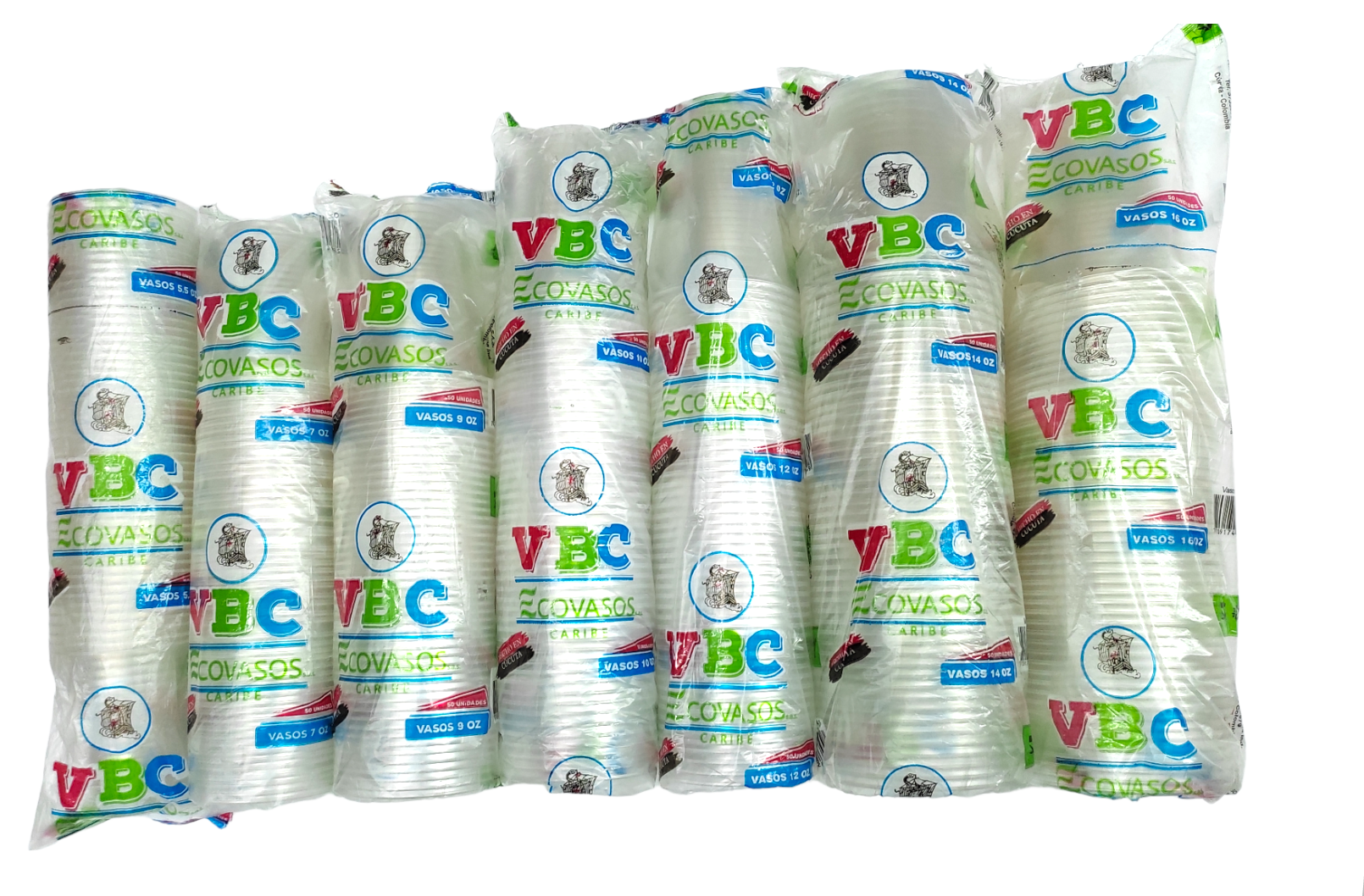 Vasos Desechables X 50 Unds Diferentes Tamaños Transparente VBC