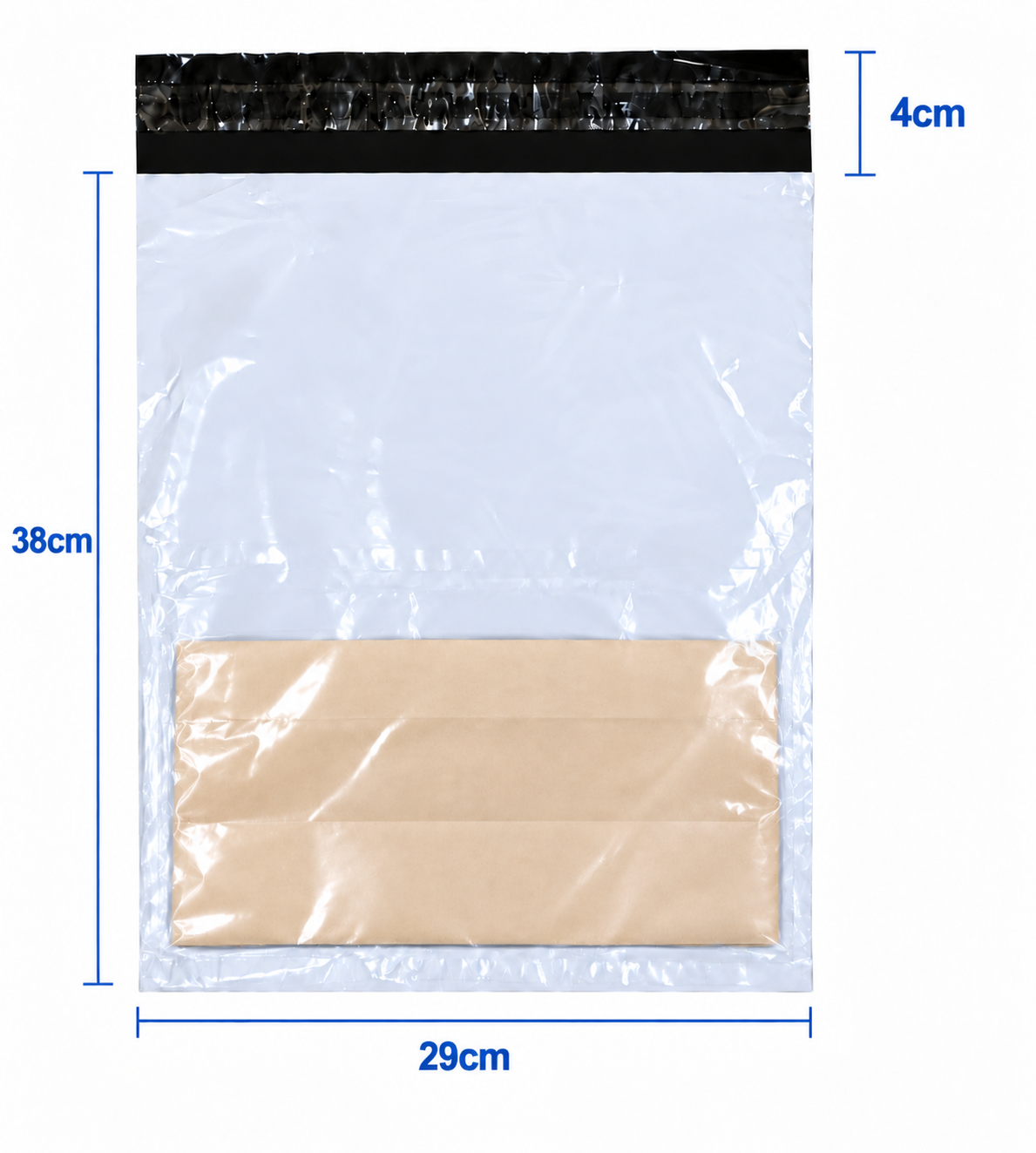 Bolsa de Seguridad para Mensajería Biodegradable con Portaguía 29x38 cm | 100 Unidades