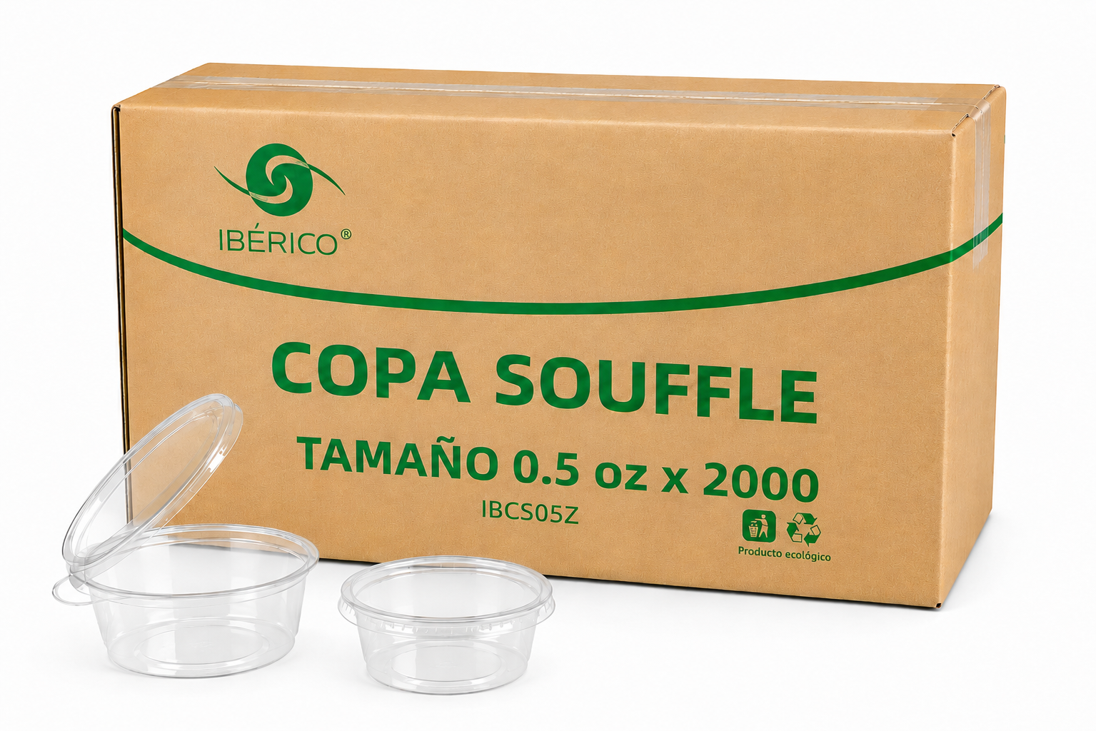 Caja con 2000 copas souffle con tapa  de 0.5 oz