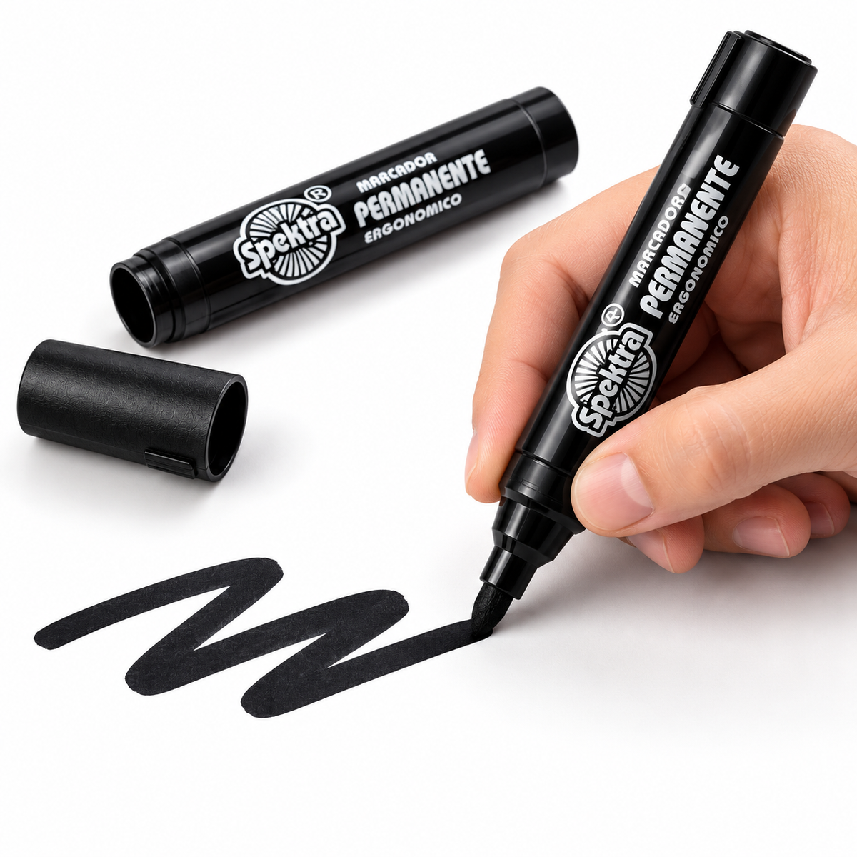 Marcador permanente Spektra negro con punta biselada