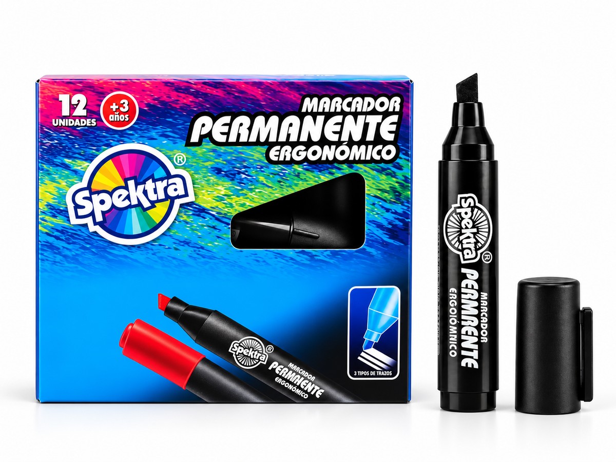 Caja x 12 Unidades de marcadores spektra Negro