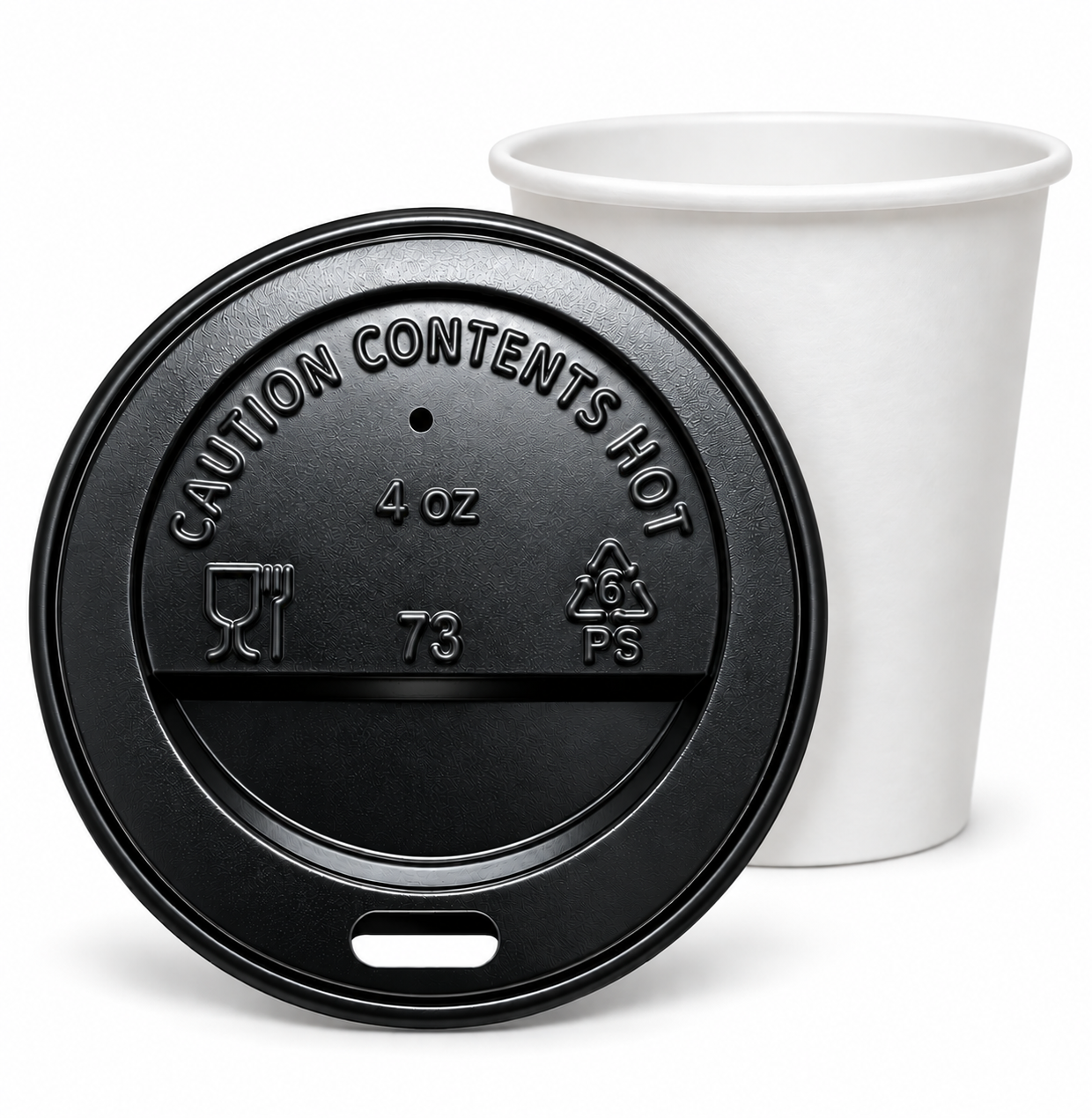 Tapa plástica negra para vaso de cartón de 4 onzas