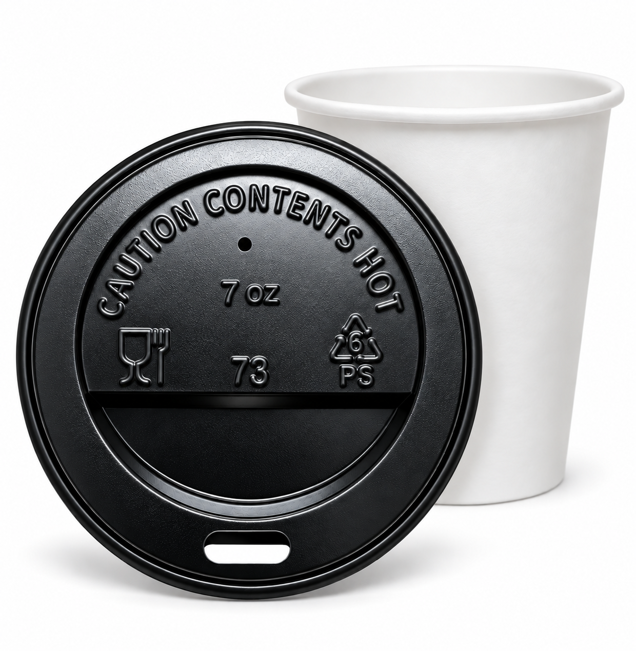 Tapa plástica negra para vaso de cartón de 7 onzas