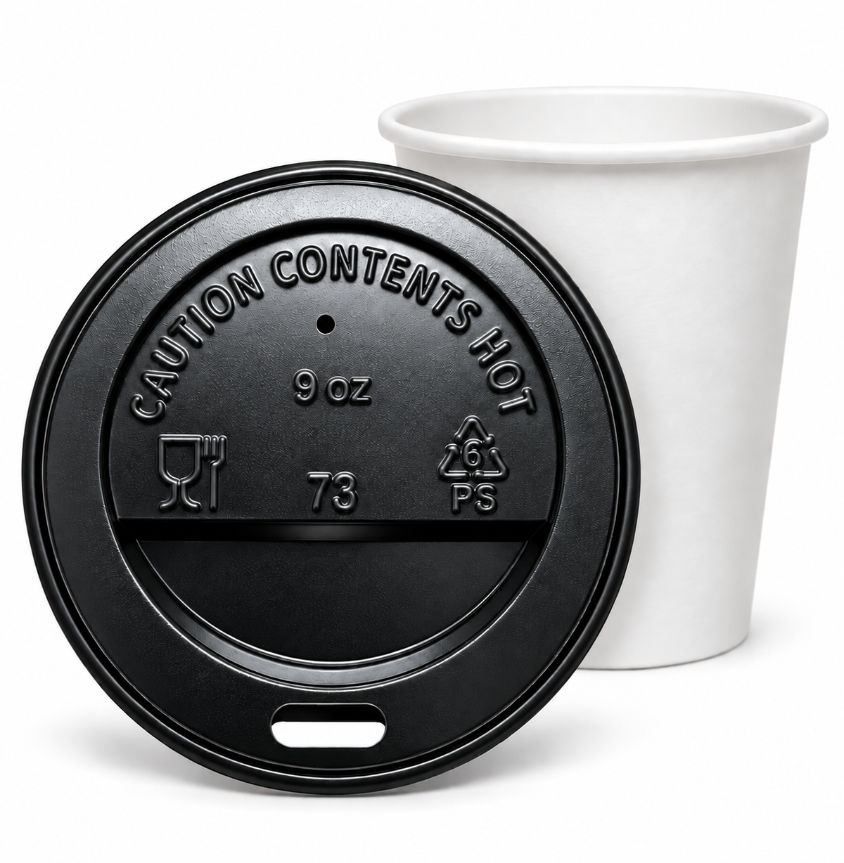 Tapa plástica negra para vaso de cartón de 9 onzas