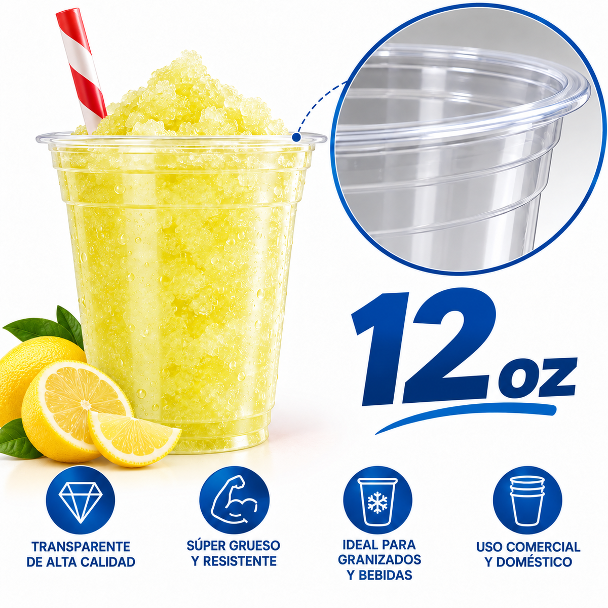 Vasos PET Transparentes Premium 9, 12, 14 y 16 oz | Para Jugos, Frappés y Bebidas Frías