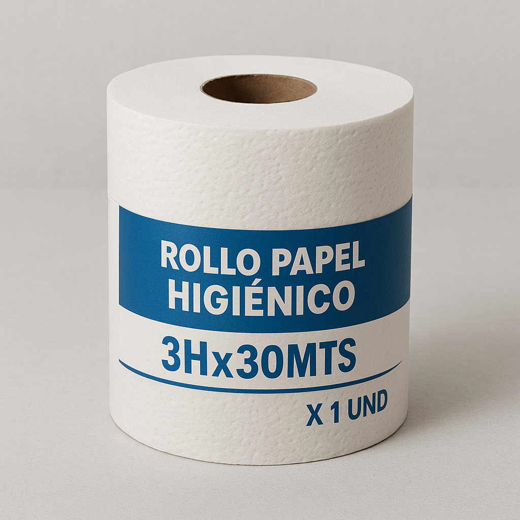 ROLLO PAPEL HIGIENICO 3Hx30MTS X 1 UND